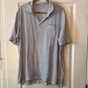 Peter Millar Navy and White Polo 100% Pima Cotton Striped Shirt​